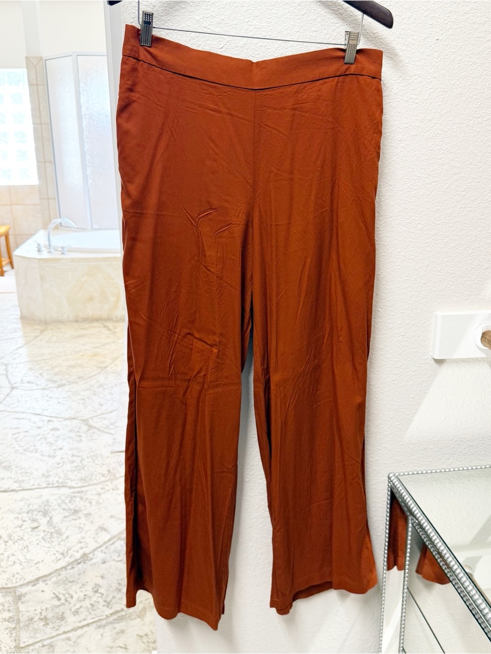 NEW Old Navy High Rise Playa Rust Brown Orange Wide-Leg Pants Large NWOT